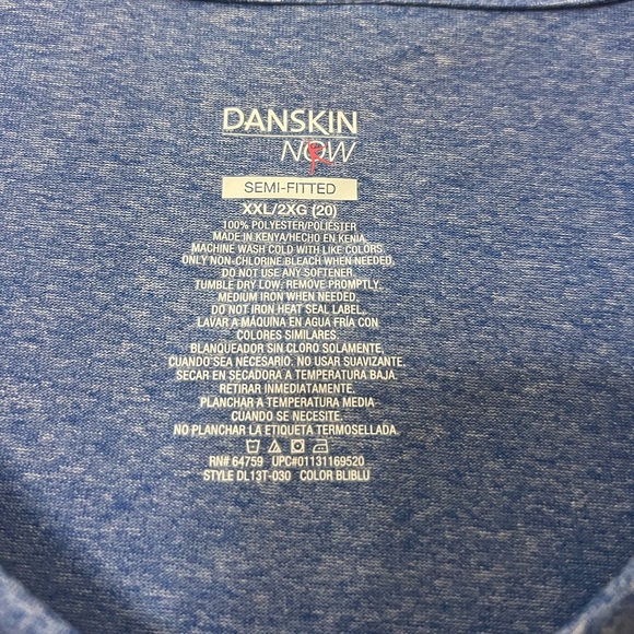 Danskin Now Semi Fitted V Neck Athletic Workout Shirt Size XXL Blue/Purple NWT - Picture 6 of 9